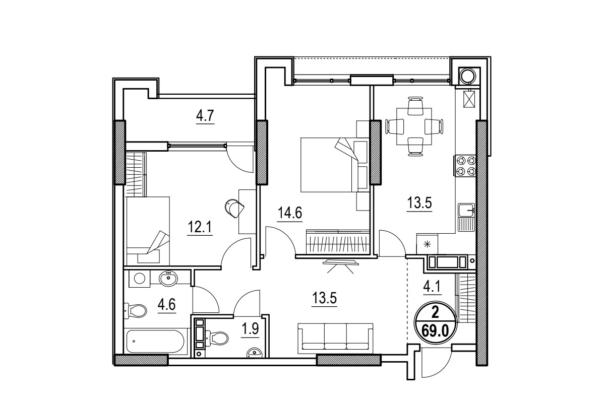 apartament 69m